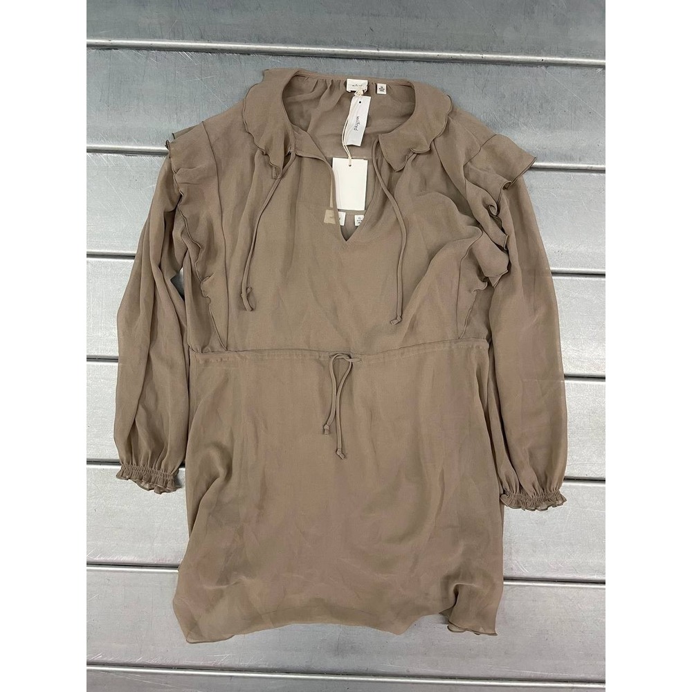 Wilfred Tartine Mini Dress Womens XS Taupe Ruffle Lined Chiffon Lightweight NWT
